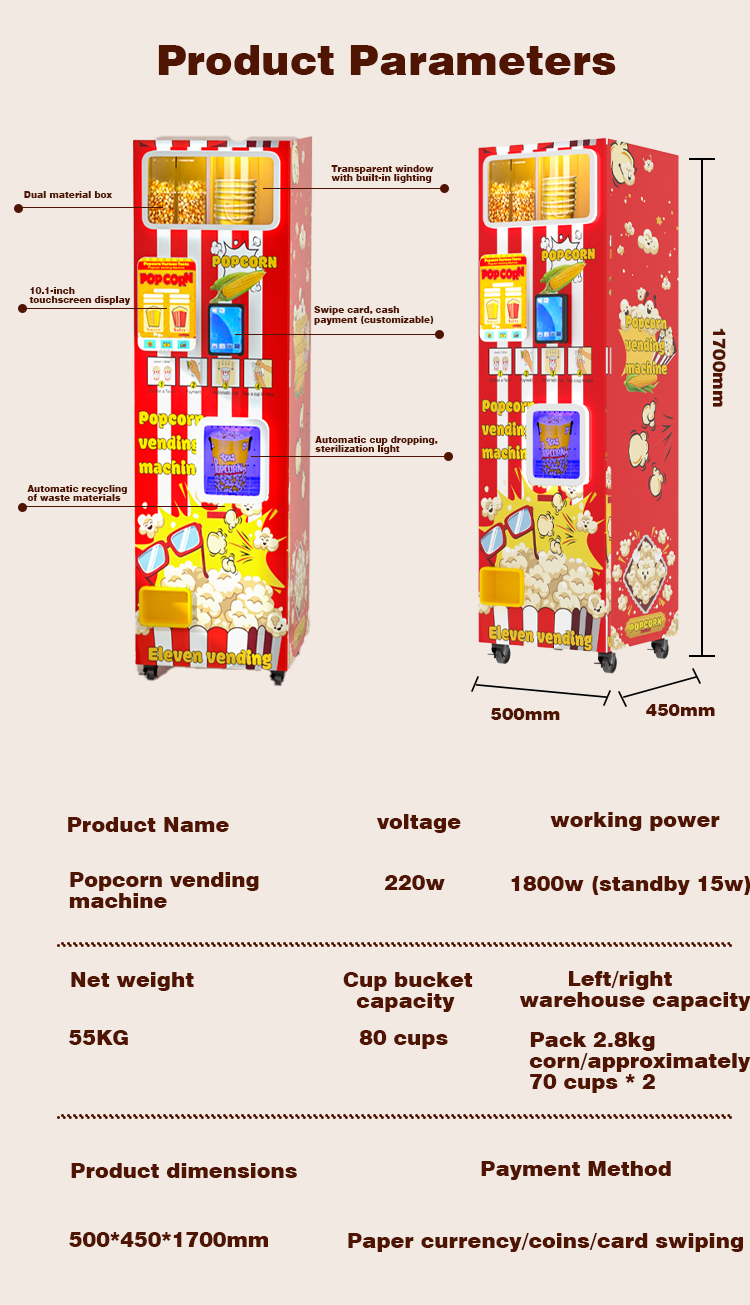 CE Commercial Snack Food Popco - Popcorn Vending Machine reseña y precio