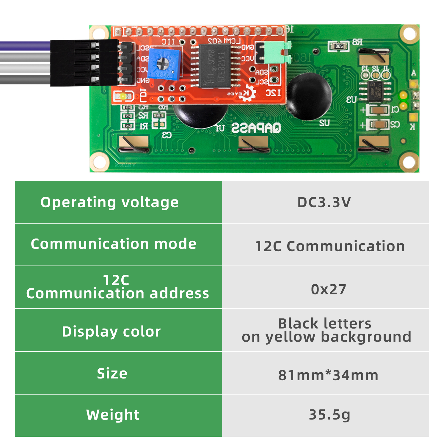 KEYES DC 3.3V LCD1602+I2C Modu - Arduino Vending Machine Project reseña y precio