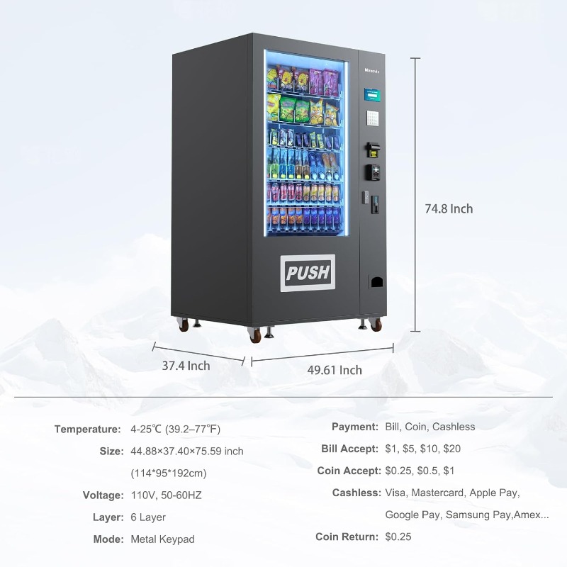 Customized Large 60 Slots Snac - Bill Acceptor Vending reseña y precio